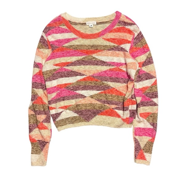 Basin and Range Diamond Pattern Crewneck Linen Sweater Size Medium - Picture 2 of 6